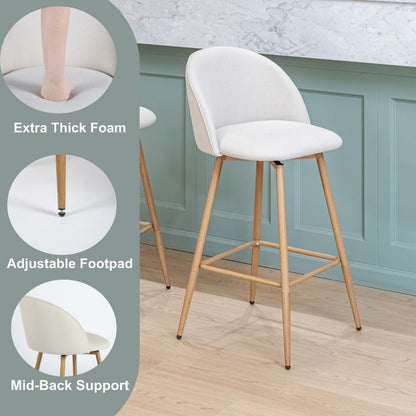 1-Piece Set Upholstered Counter Stool with Footrest and Padded Seat for Kitchen detail image - detail view 17