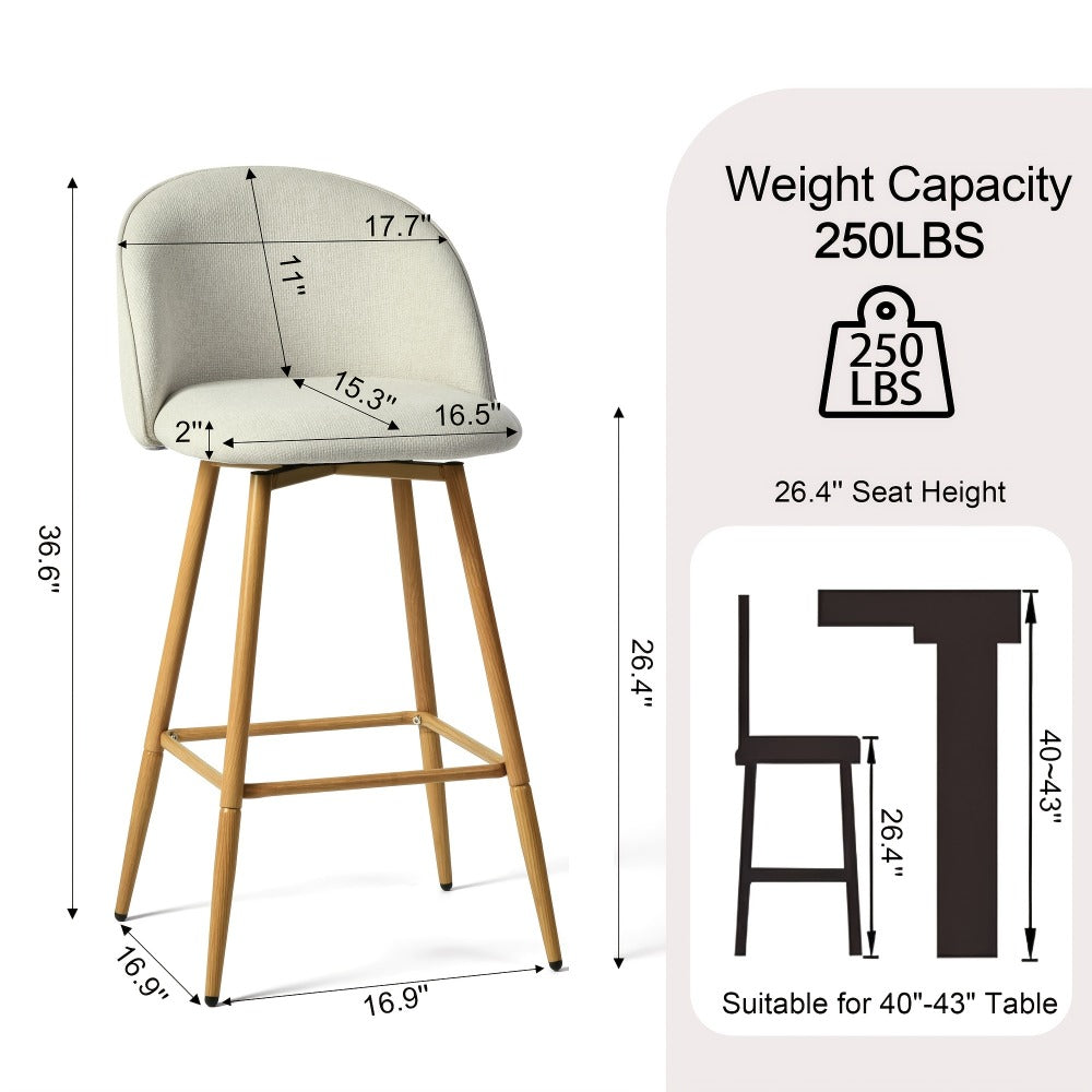 1-Piece Set Upholstered Counter Stool with Footrest and Padded Seat for Kitchen detail image - detail view 4