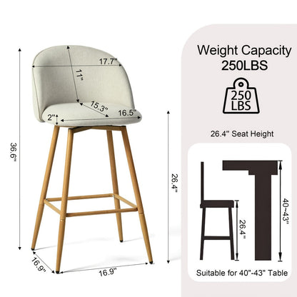 1-Piece Set Upholstered Counter Stool with Footrest and Padded Seat for Kitchen detail image - detail view 4