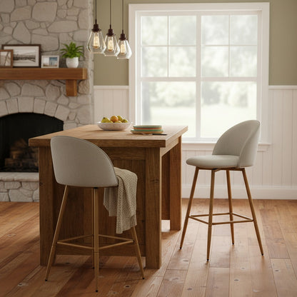 1-Piece Set Upholstered Counter Stool with Footrest and Padded Seat for Kitchen detail image - detail view 9