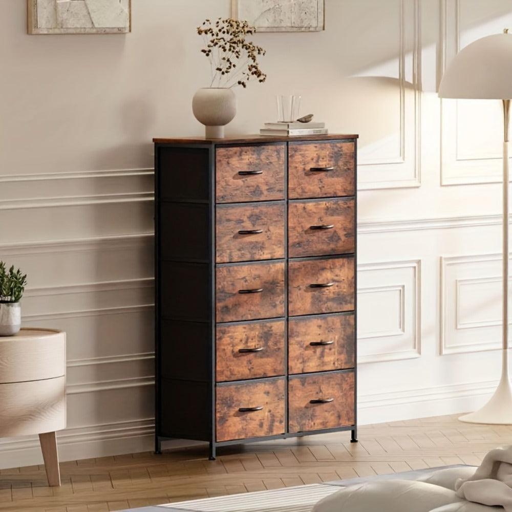 10-Drawer Wood Dresser, Drawer Storage Cabinet for Organized Everyday Storage in Bedroom detail image - detail view 21
