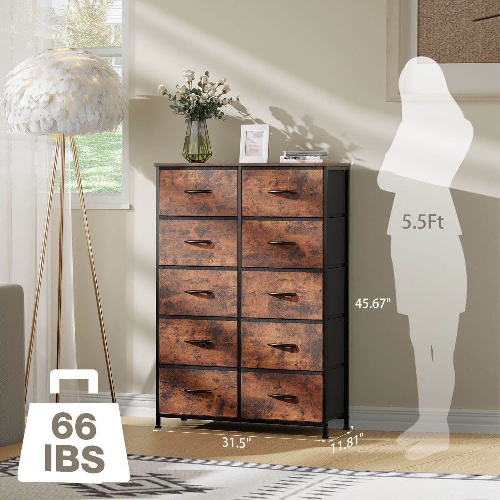 10-Drawer Wood Dresser, Drawer Storage Cabinet for Organized Everyday Storage in Bedroom detail image - detail view 6