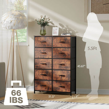 10-Drawer Wood Dresser, Drawer Storage Cabinet for Organized Everyday Storage in Bedroom detail image - detail view 6