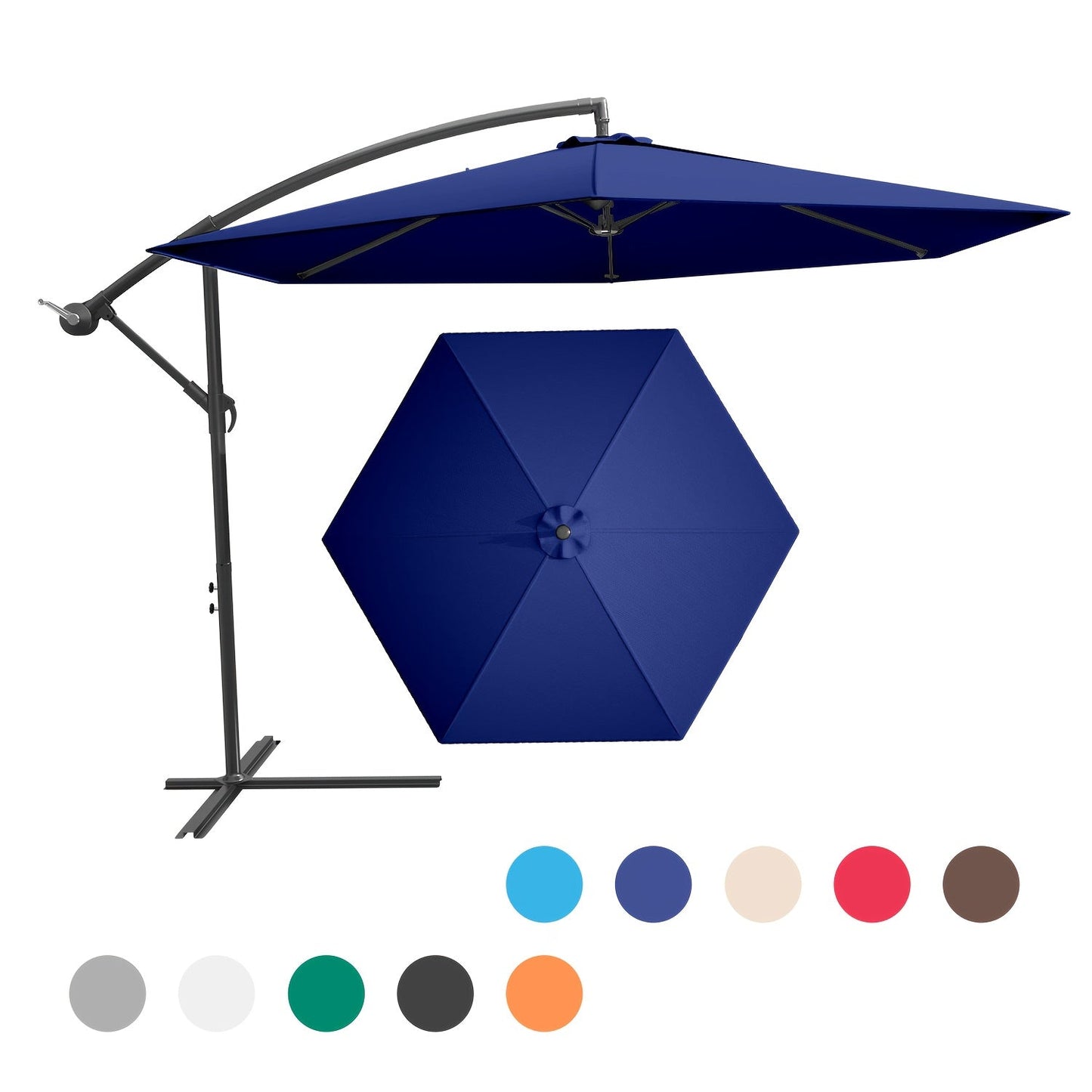 Cantilever Patio Umbrella shown in the Dark Blue option