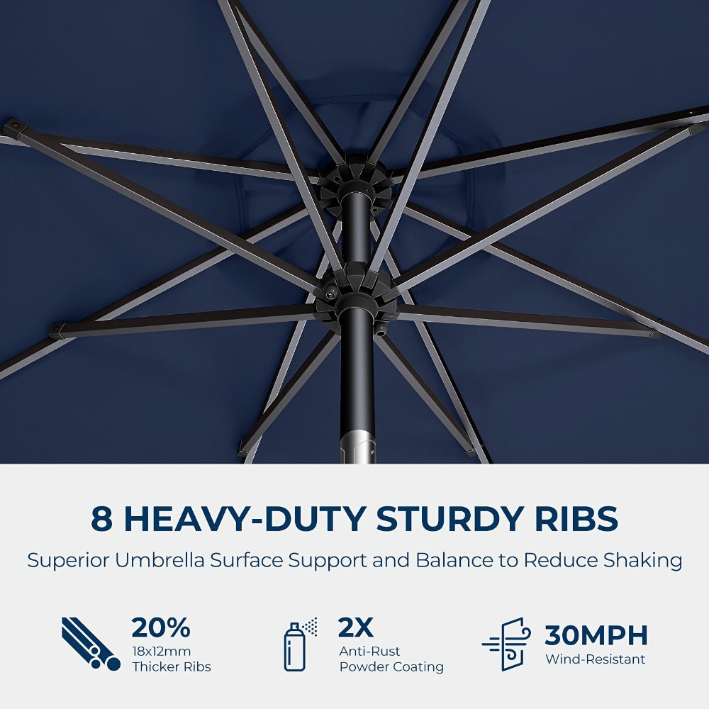 10-Foot Heavy-Duty Patio Umbrella with LED Lighting, Outdoor Table Umbrella detail image - detail view 15