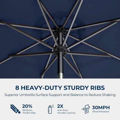 10-Foot Heavy-Duty Patio Umbrella with LED Lighting, Outdoor Table Umbrella detail image - detail view 15