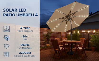 10-Foot Heavy-Duty Patio Umbrella with LED Lighting, Outdoor Table Umbrella detail image - detail view 17