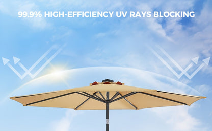 10-Foot Heavy-Duty Patio Umbrella with LED Lighting, Outdoor Table Umbrella detail image - detail view 18