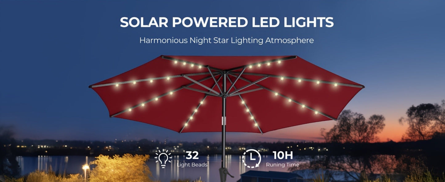 10-Foot Heavy-Duty Patio Umbrella with LED Lighting, Outdoor Table Umbrella detail image - detail view 20
