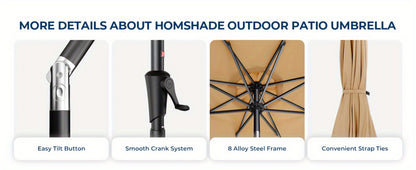10-Foot Heavy-Duty Patio Umbrella with LED Lighting, Outdoor Table Umbrella detail image - detail view 21