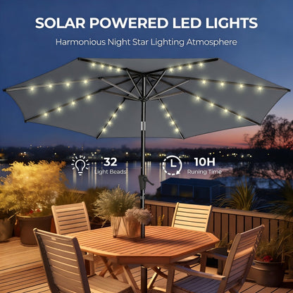 10-Foot Heavy-Duty Patio Umbrella with LED Lighting, Outdoor Table Umbrella detail image