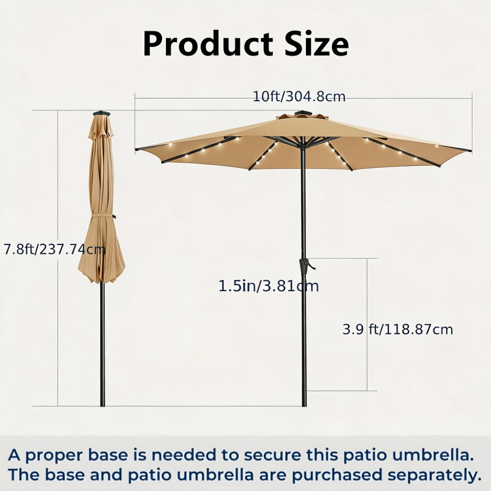 10-Foot Heavy-Duty Patio Umbrella with LED Lighting, Outdoor Table Umbrella detail image - detail view 4