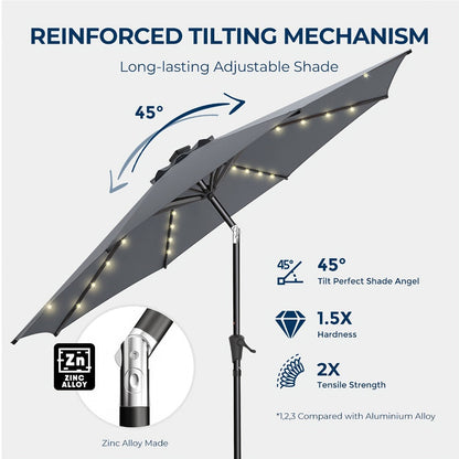 10-Foot Heavy-Duty Patio Umbrella with LED Lighting, Outdoor Table Umbrella detail image - detail view 8