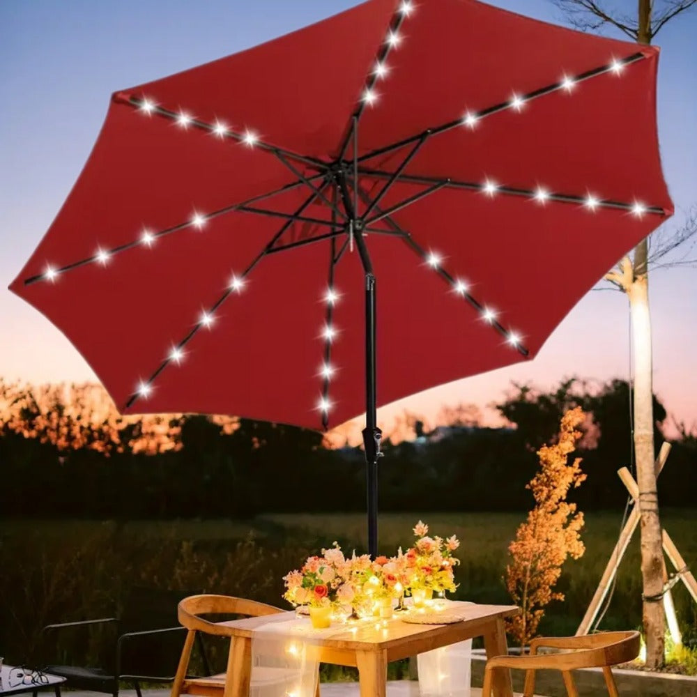10-Foot Heavy-Duty Patio Umbrella with LED Lighting, Outdoor Table Umbrella detail image - detail view 9