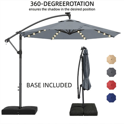Offset Patio Umbrella shown in the 360° Rotation Gray with Base option