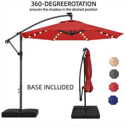 Offset Patio Umbrella shown in the 360° Rotation Red with Base option