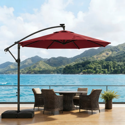 10-Foot Offset Patio Umbrella with LED Lighting and UV Protection detail image - detail view 10