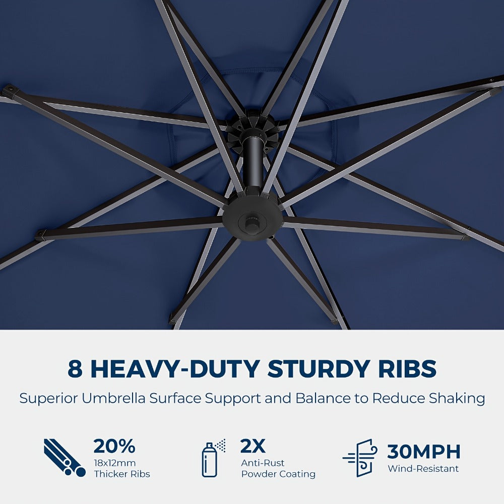 10-Foot Offset Patio Umbrella with LED Lighting and UV Protection detail image - detail view 12