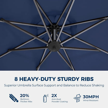 10-Foot Offset Patio Umbrella with LED Lighting and UV Protection detail image - detail view 12