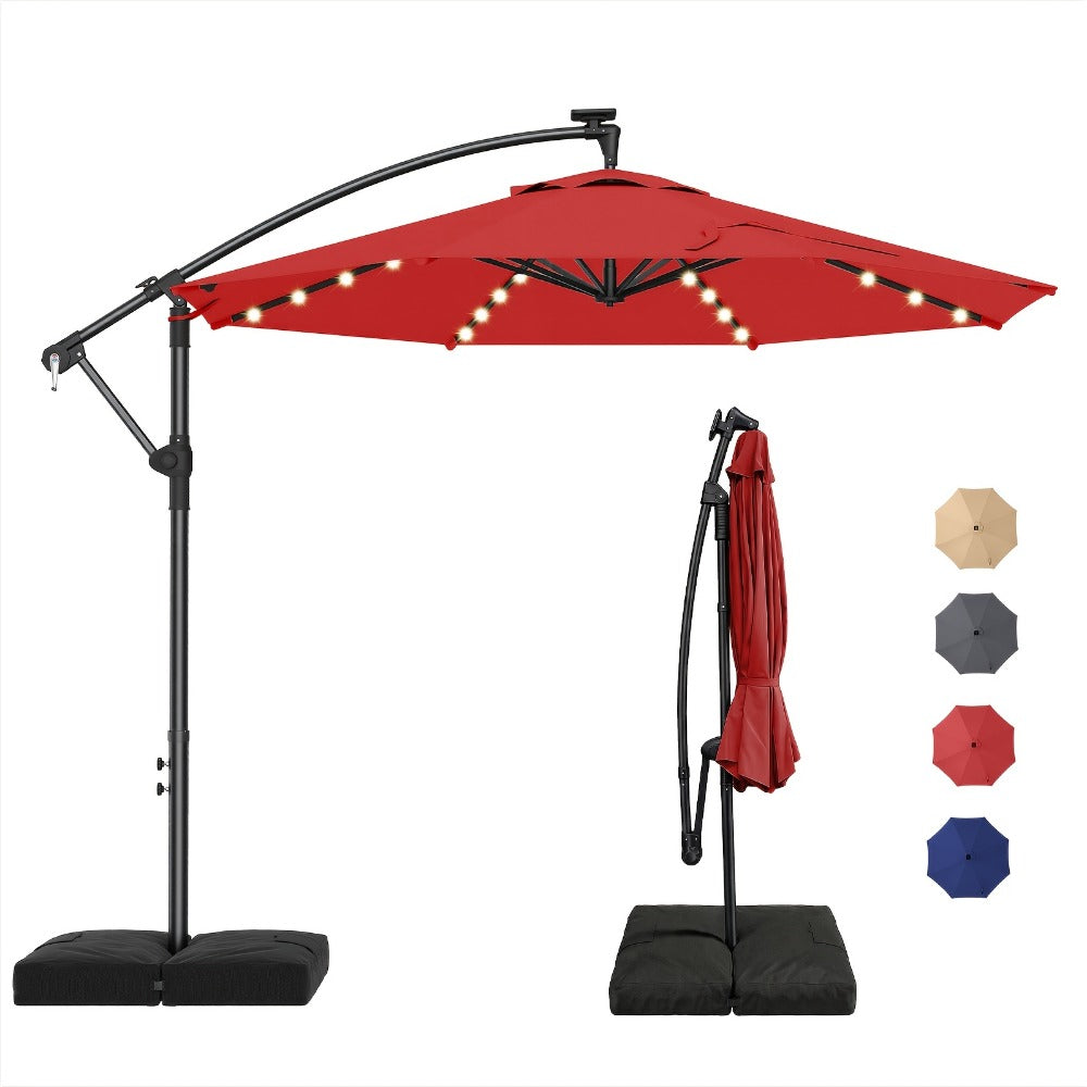 10-Foot Offset Patio Umbrella with LED Lighting and UV Protection detail image - detail view 13