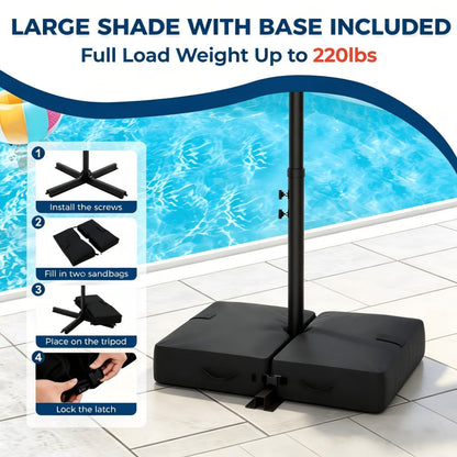 10-Foot Offset Patio Umbrella with LED Lighting and UV Protection detail image - detail view 14