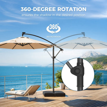 10-Foot Offset Patio Umbrella with LED Lighting and UV Protection detail image - detail view 15