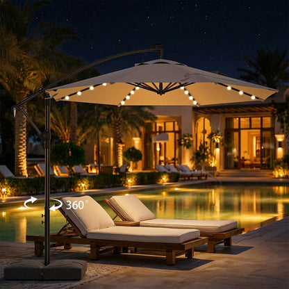 10-Foot Offset Patio Umbrella with LED Lighting and UV Protection detail image - detail view 16
