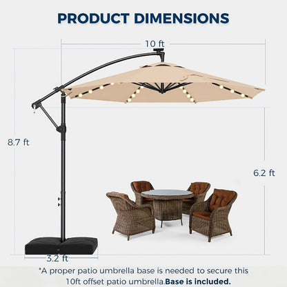 10-Foot Offset Patio Umbrella with LED Lighting and UV Protection detail image - detail view 4