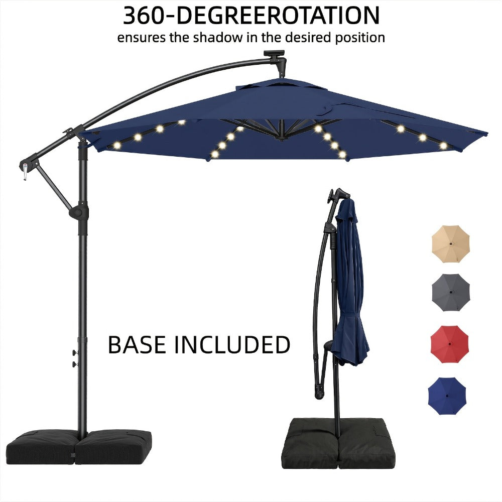 10-Foot Offset Patio Umbrella with LED Lighting and UV Protection detail image - detail view 5