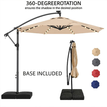 10-Foot Offset Patio Umbrella with LED Lighting and UV Protection detail image - detail view 7