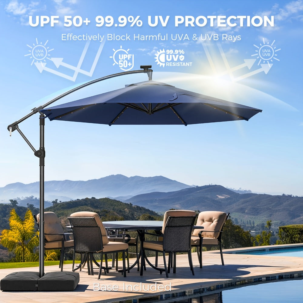10-Foot Offset Patio Umbrella with LED Lighting and UV Protection detail image - detail view 8