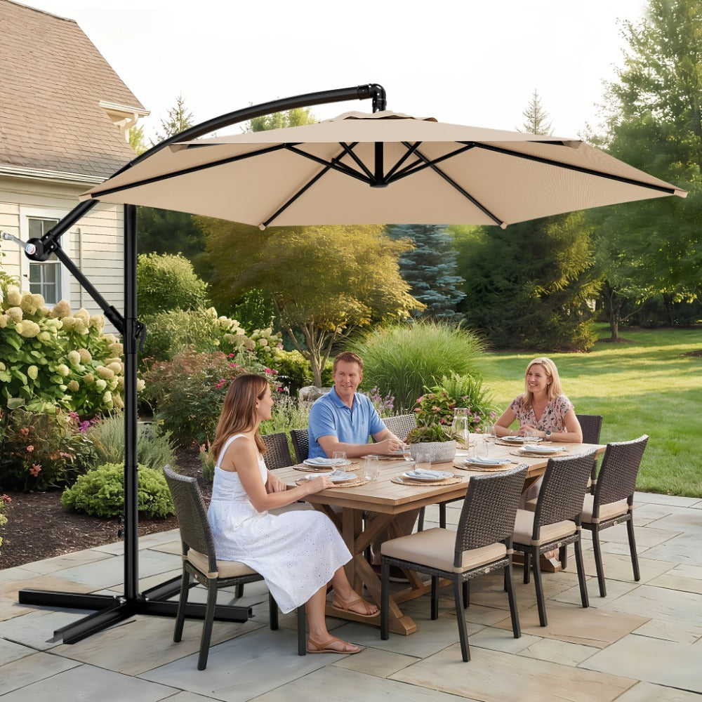 Patio Umbrella, 10 Ft Cantilever Offset Outdoor Umbrella with Adjustable Tilt Crank 8-Rib shown in the main product view