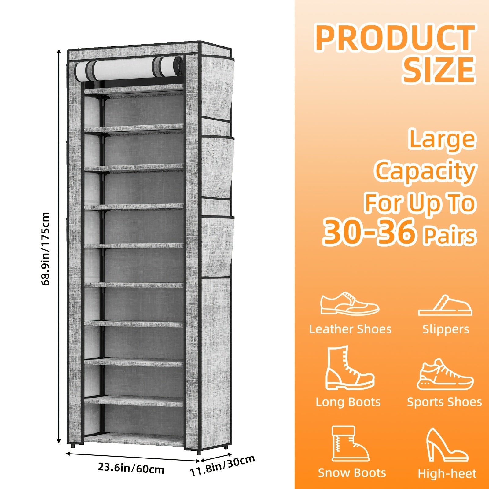 Shoe Rack shown in the 10 Tier-Small size option