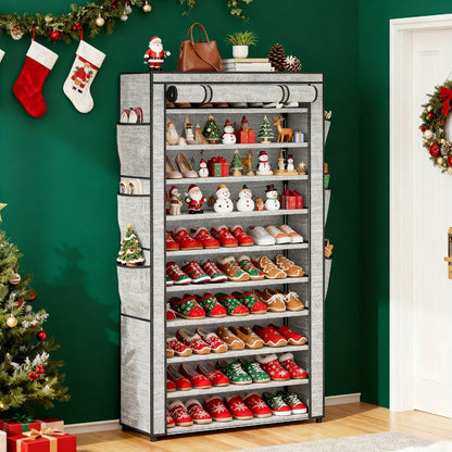 10-Tier Freestanding Shoe Rack with Dustproof Cover and Large-Capacity Storage detail image - detail view 11