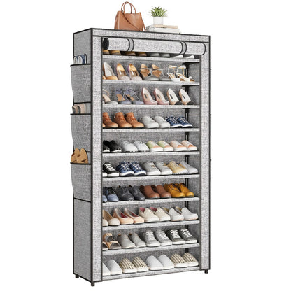 10-Tier Freestanding Shoe Rack with Dustproof Cover and Large-Capacity Storage detail image - detail view 5