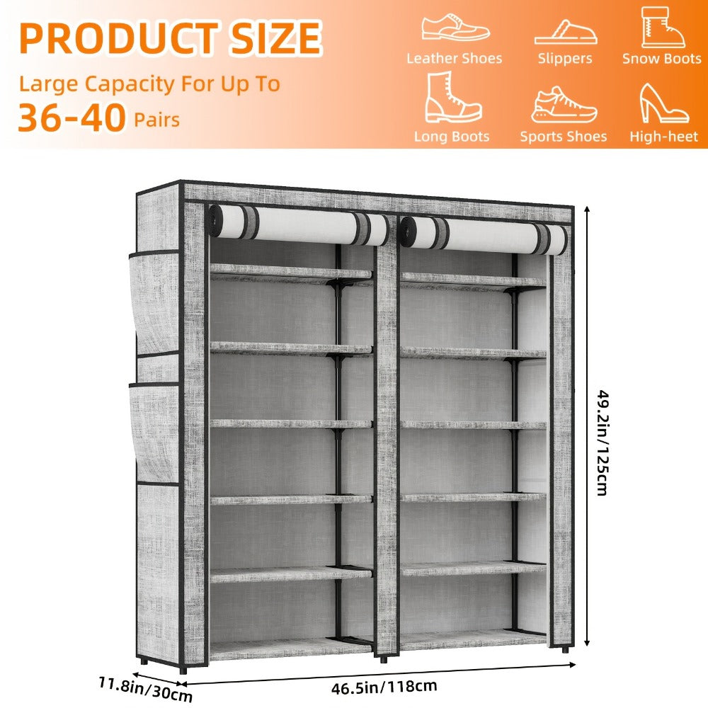 10-Tier Freestanding Shoe Rack with Dustproof Cover and Large-Capacity Storage detail image - detail view 7
