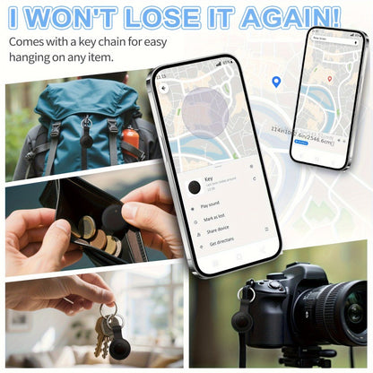 Two-Pack Round Android Find My Device Trackers with Black Key Ring Holders and Replaceable Batteries