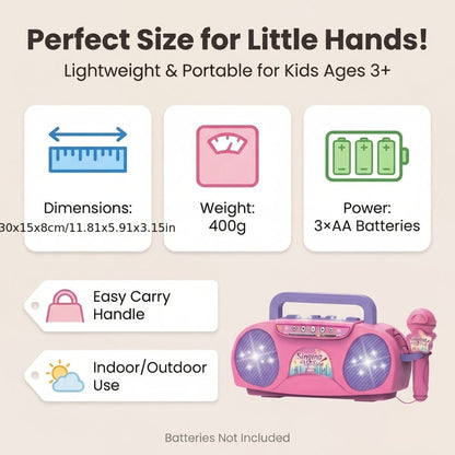 Kids Light-Up Singing Machine Toy with Microphone – All-in-One Music Toy for Boys & Girls Ages 3-7, Birthday & Holiday Gift, Blue / Red / Pink