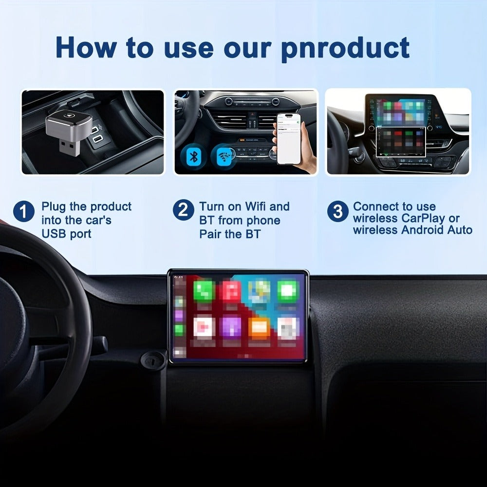 Compact Black M32 USB Adapter for Factory Wired CarPlay and Android Auto Systems with Pictured Connector