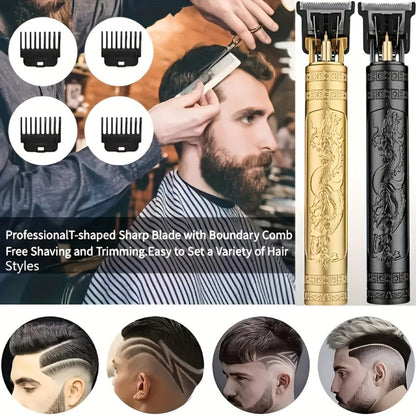 Beard Trimmer for Men USB Rechargeable Zero Contour Precision Edger Lithium Battery — Hair Clipper with Limit Comb ABS Body for Beard Facial Hair Body Grooming, Gold Black Bronze Home & Travel