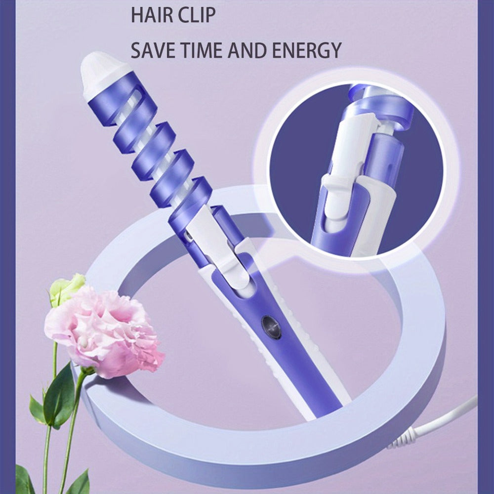 Spiral-Guide Corded Curling Wand with Swivel Power Cable, Two Hair Clips and Comb in Three Colors