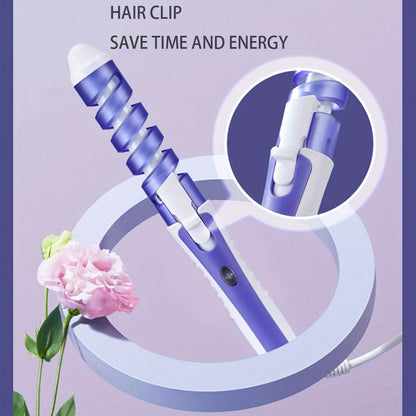 Spiral-Guide Corded Curling Wand with Swivel Power Cable, Two Hair Clips and Comb in Three Colors