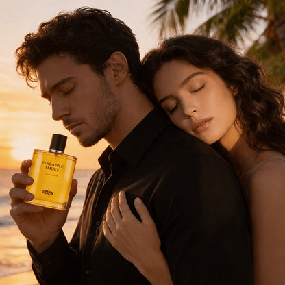 Perfume for Men in 3.04 oz Gold Bottle with Pineapple, Blackcurrant, Birch and Smoky Scent Profile