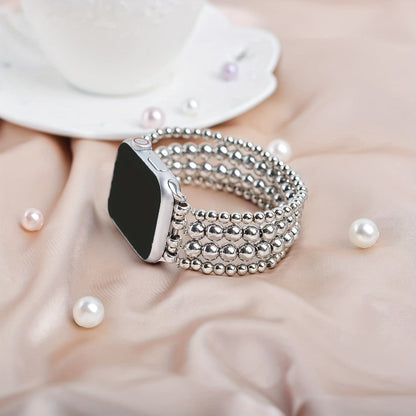 Watch Band with Stainless Steel Beads and Elastic Slip-On Design in Four Finishes for Apple Watch Sizes
