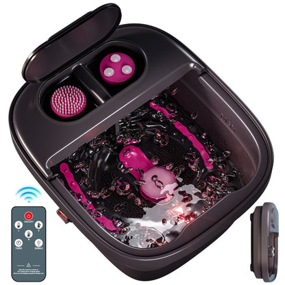 Collapsible Foot Spa Bath with Heat, Bubbles, Remote Temperature Control and Three Attachments
