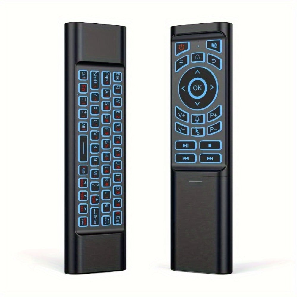 Mini Wireless Keyboard Remote Control Tri-Mode - Bluetooth & 2.4G Dual Channel, 7-Color Backlight, Gyroscope, Infrared Learning, Multi-Device Switching, Voice Command, PC Android TV Compatible
