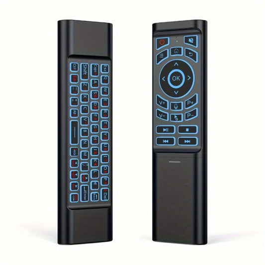 Mini Wireless Keyboard Remote Control Tri-Mode - Bluetooth & 2.4G Dual Channel, 7-Color Backlight, Gyroscope, Infrared Learning, Multi-Device Switching, Voice Command, PC Android TV Compatible