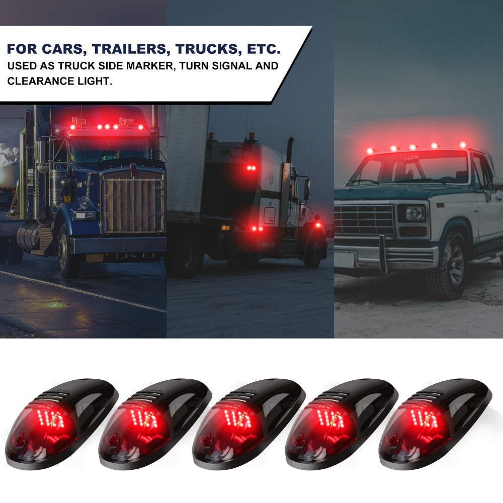 5pcs LED Cab Roof Marker Lights 16/24 LED 12V Super Bright UV-Resistant ABS Lens with Wiring Harness Kit for 2003-2018 Pickup Trucks 1500 2500 3500 4500 5500, White Amber Red Blue Green Purple
