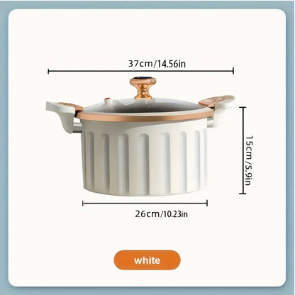 2.64-Gallon Enameled Cast Iron Dutch Oven with Side-Locking Lid Hardware and Blue or White Finish