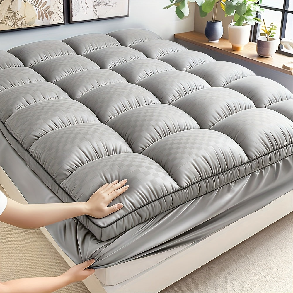 Deep-Pocket Quilted Mattress Topper in Blue, White, Grey or Black with Twin through King Sizes